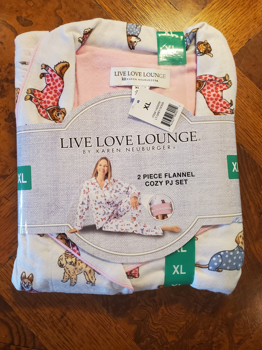 Karen Neuburger Live Love Lounge Pink and White Puppy Flannel Pajama Set Dogs